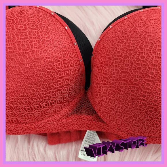💕 NWT SPREE 2-Pack Push-Up Rhinestone Underwire Bra 36C #7187 💕 - Picture 6 of 6